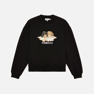 Fiorucci Black Crewneck Sweater with Angel Graphic